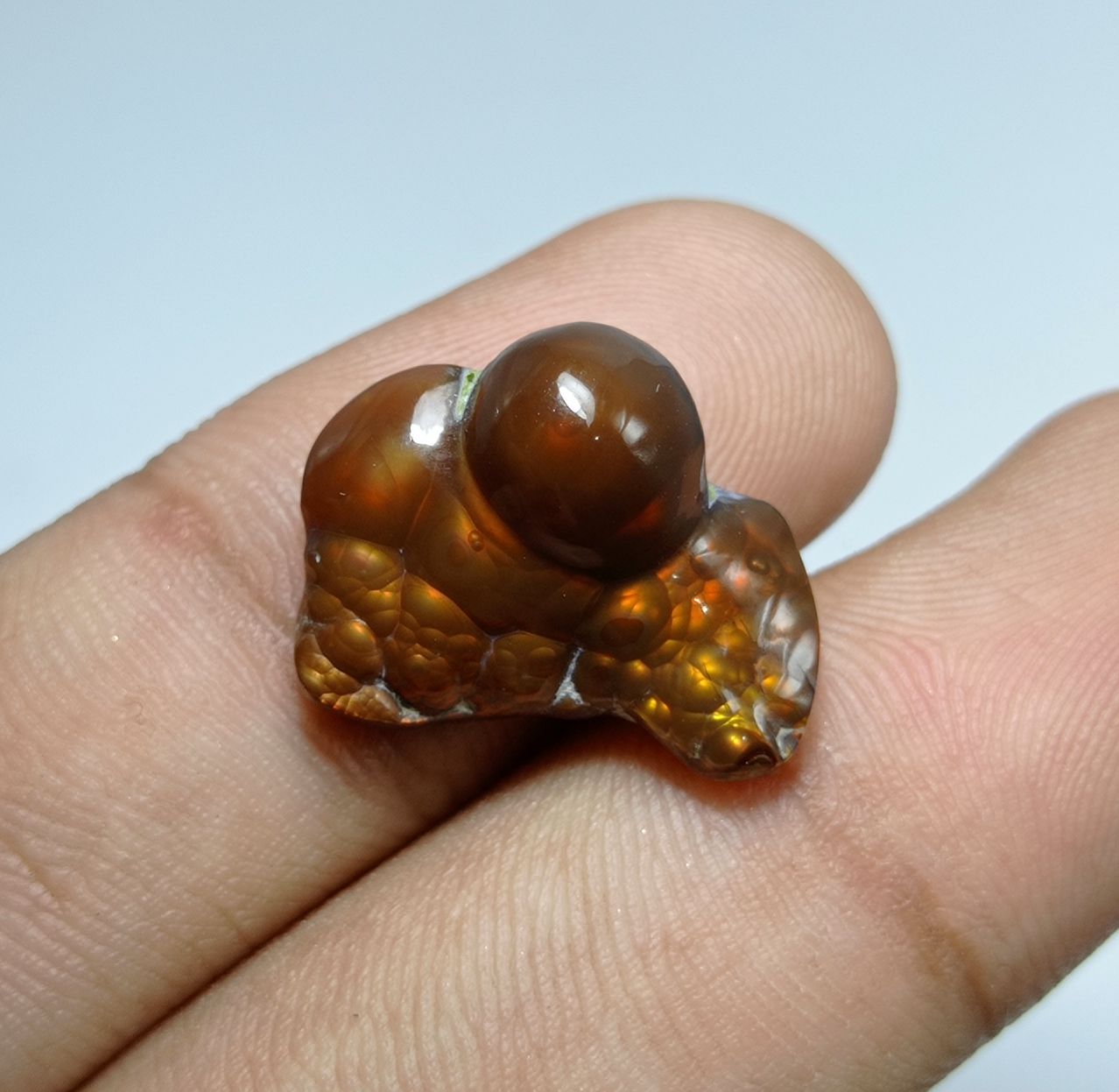 12.2ct Natural Mexican Fire Agate Gemstone - Dimensions 20x15x9mm