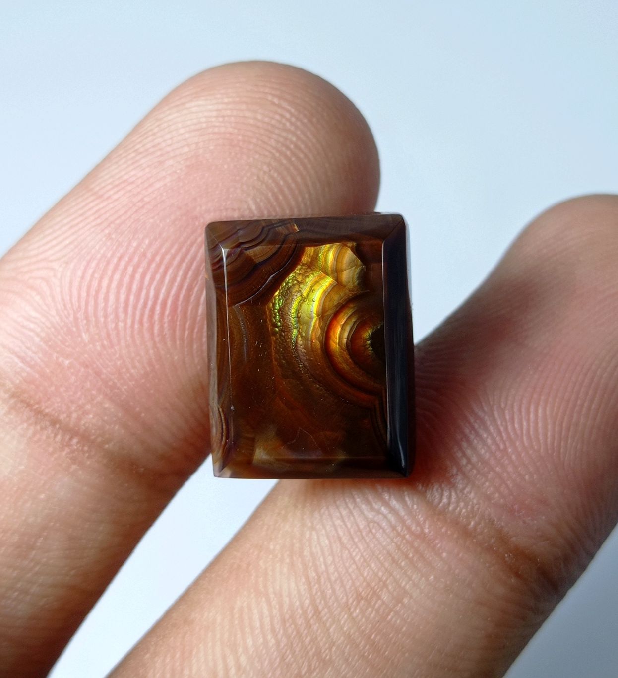 12.4ct Rectangular-Cut Fire Agate - Dimensions 16x12x5mm