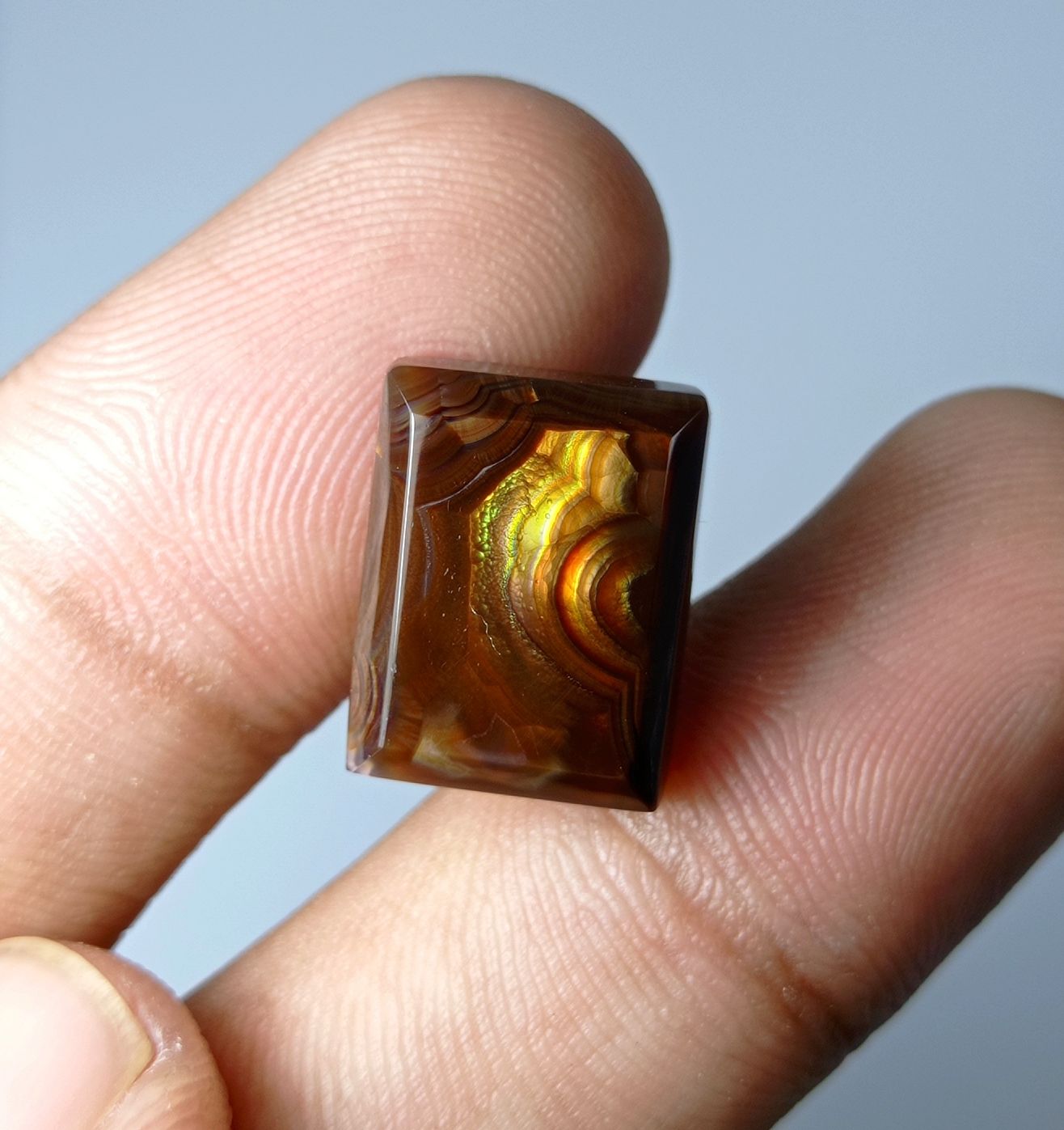 12.4ct Rectangular-Cut Fire Agate - Dimensions 16x12x5mm