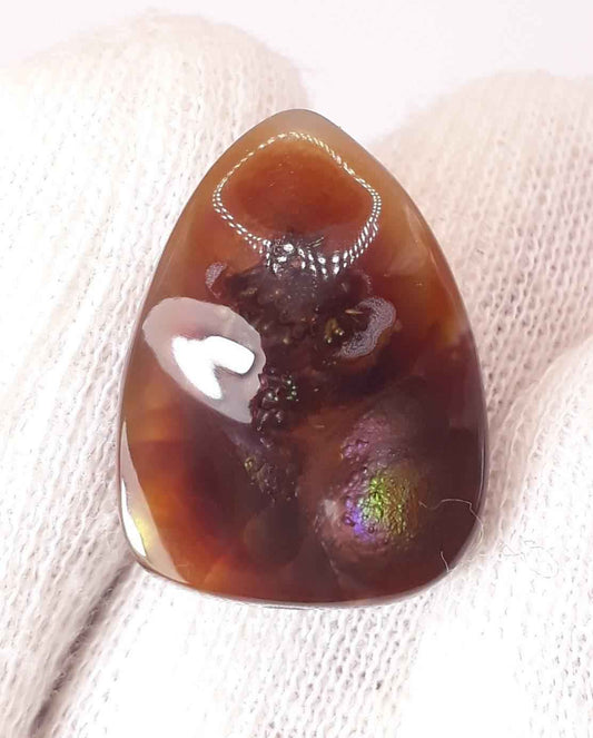 27.8ct Mexican Fire Agate, Rare Fire Agate, Pear Fire Agate For Pendant -Polished fire agate , Rare Gemstone than Diamonds, Dimensions 23 x 17 mm