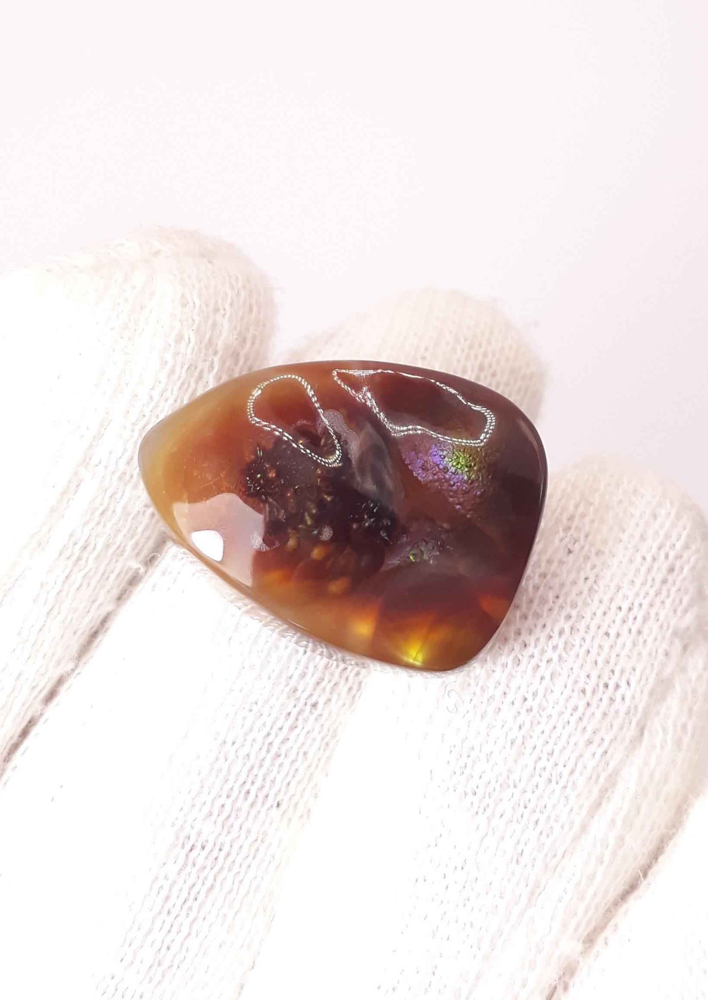27.8ct Mexican Fire Agate,  Rare Fire Agate, Pear Fire Agate For Pendant -Polished fire agate , Rare Gemstone than Diamonds, Dimensions 23 x 17 mm