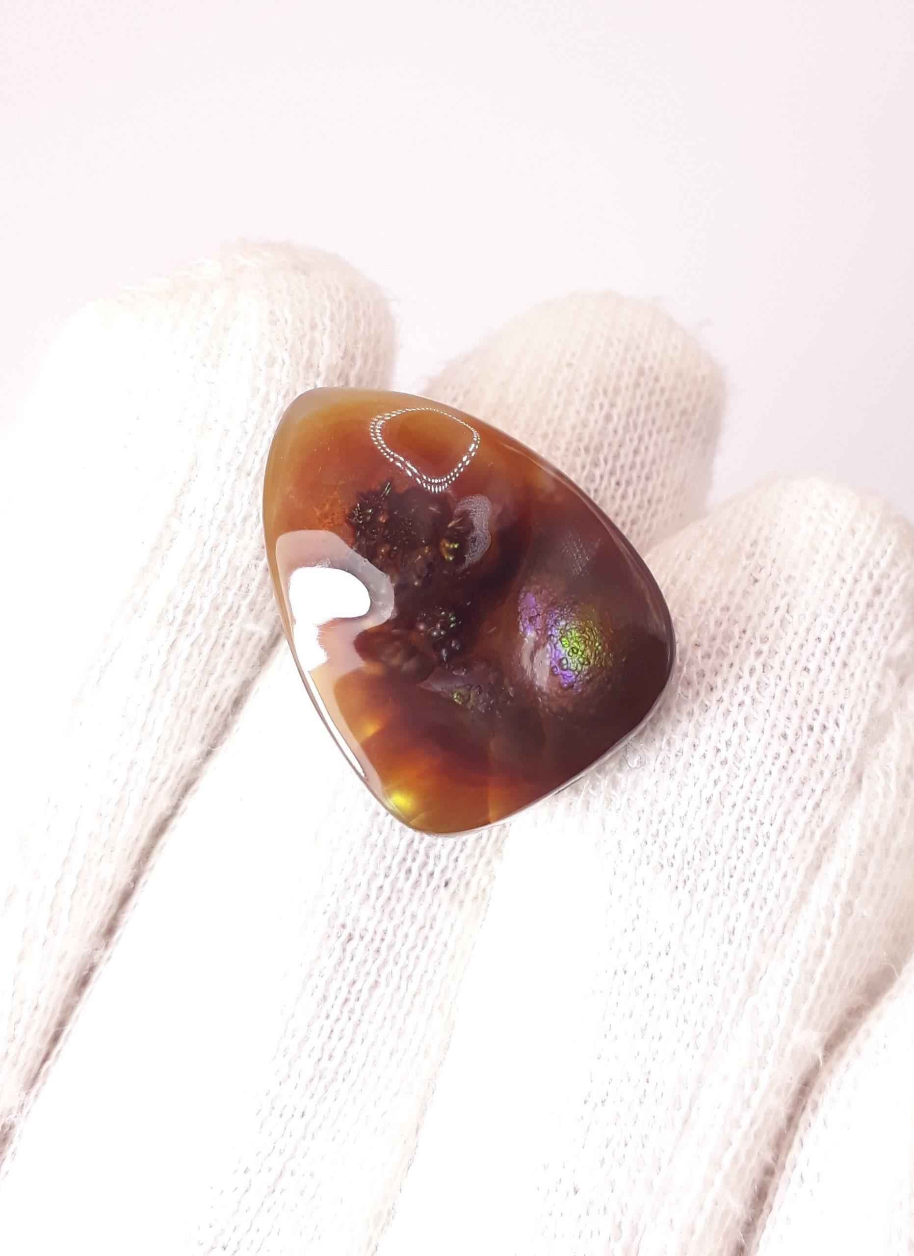 27.8ct Mexican Fire Agate,  Rare Fire Agate, Pear Fire Agate For Pendant -Polished fire agate , Rare Gemstone than Diamonds, Dimensions 23 x 17 mm