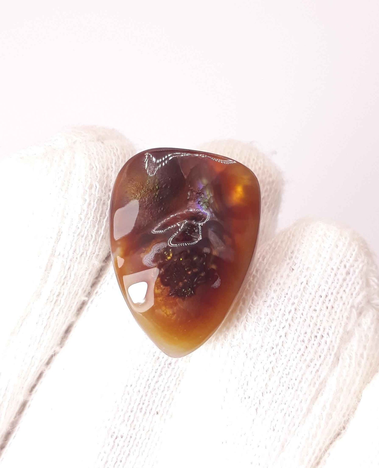 27.8ct Mexican Fire Agate,  Rare Fire Agate, Pear Fire Agate For Pendant -Polished fire agate , Rare Gemstone than Diamonds, Dimensions 23 x 17 mm