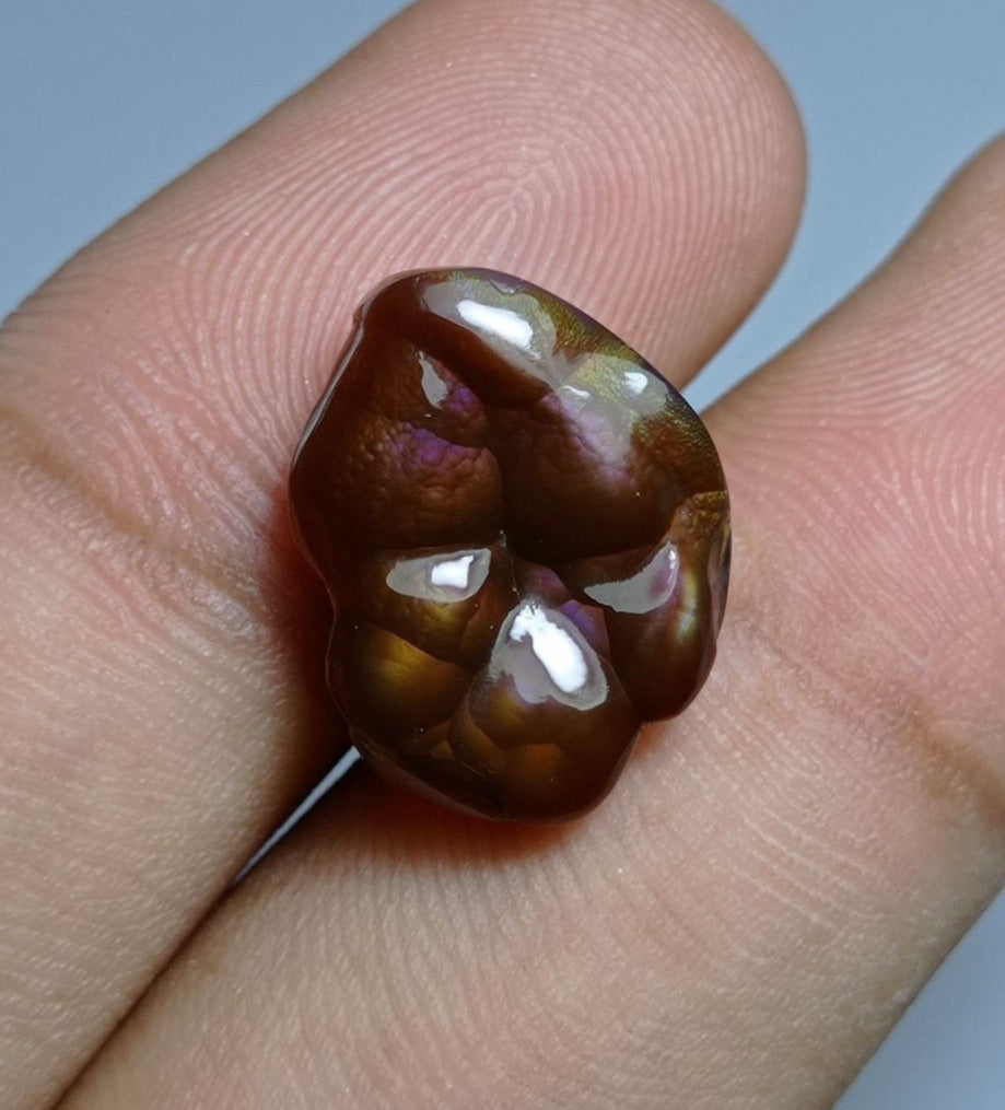 10.5ct Carved Purple Fire Agate -  Dimensions 17x13x5mm