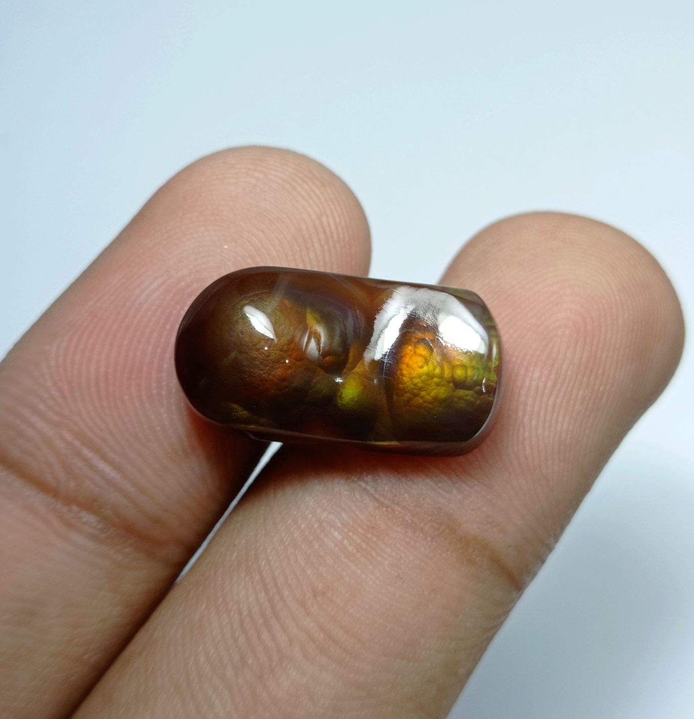 12.6ct Natural Fire Agate Gemstone Dimensions 20x10x6mm