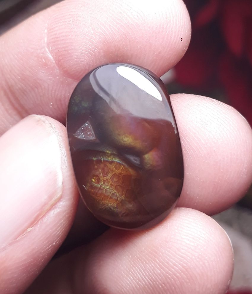 17.8 Dragon Scales Pattern, Mexican Fire Agate suitable for Ring, Rare Fire Agate - Dimensions 21x14mm