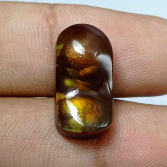 12.6ct Natural Fire Agate Gemstone Dimensions 20x10x6mm