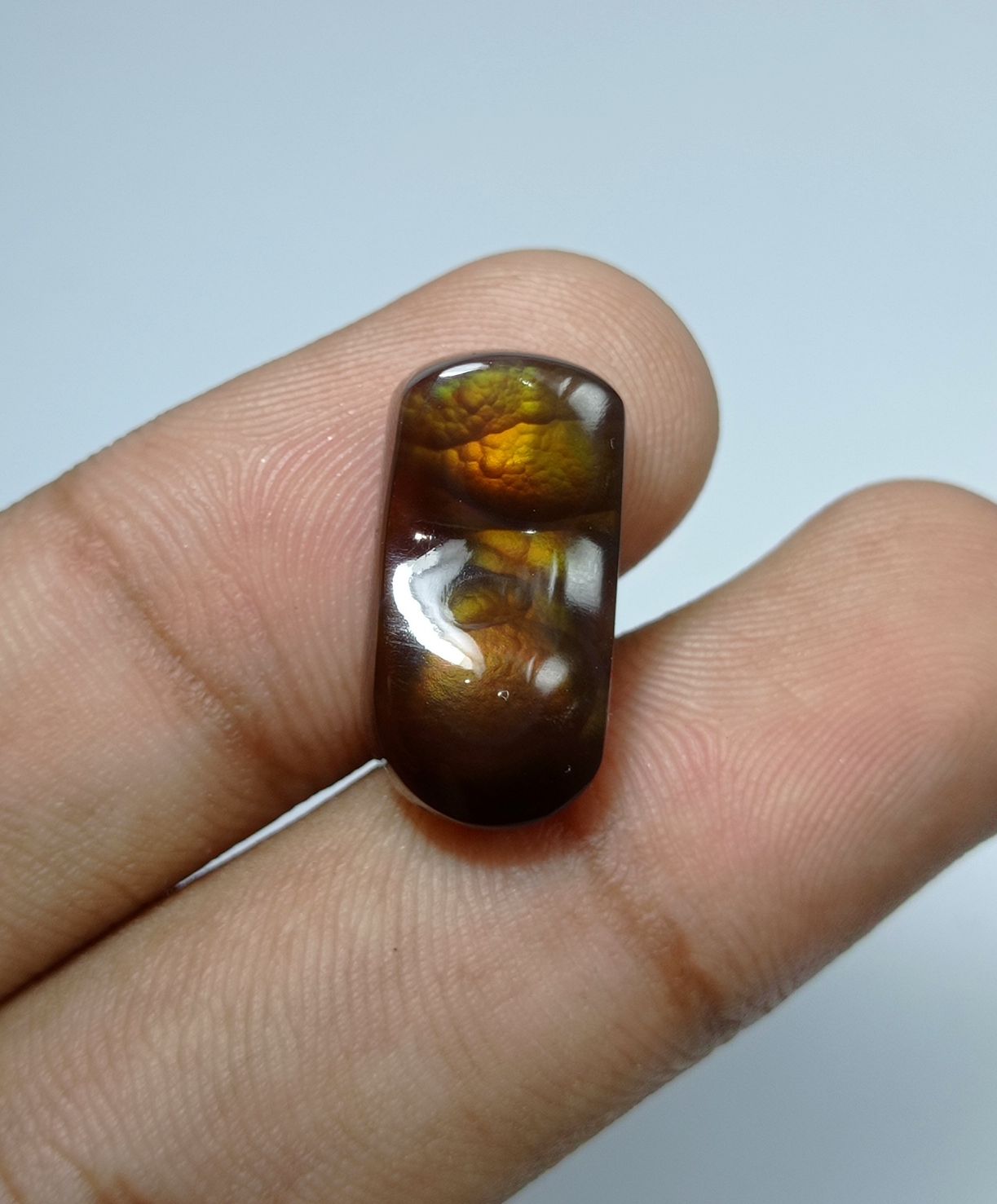 12.6ct Natural Fire Agate Gemstone Dimensions 20x10x6mm