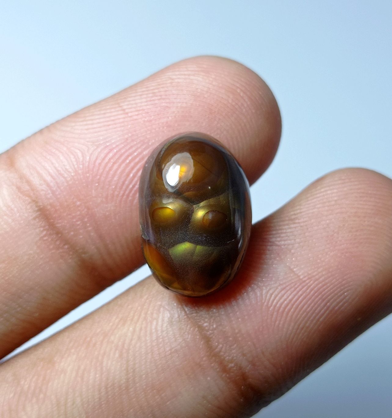 9.5ct Natural Oval Fire Agate Cabochon , Rare Mexican Fire Agate, Dimensions 17x11x6mm