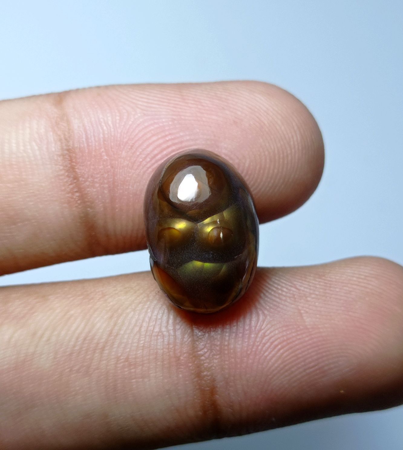 9.5ct Natural Oval Fire Agate Cabochon , Rare Mexican Fire Agate, Dimensions 17x11x6mm