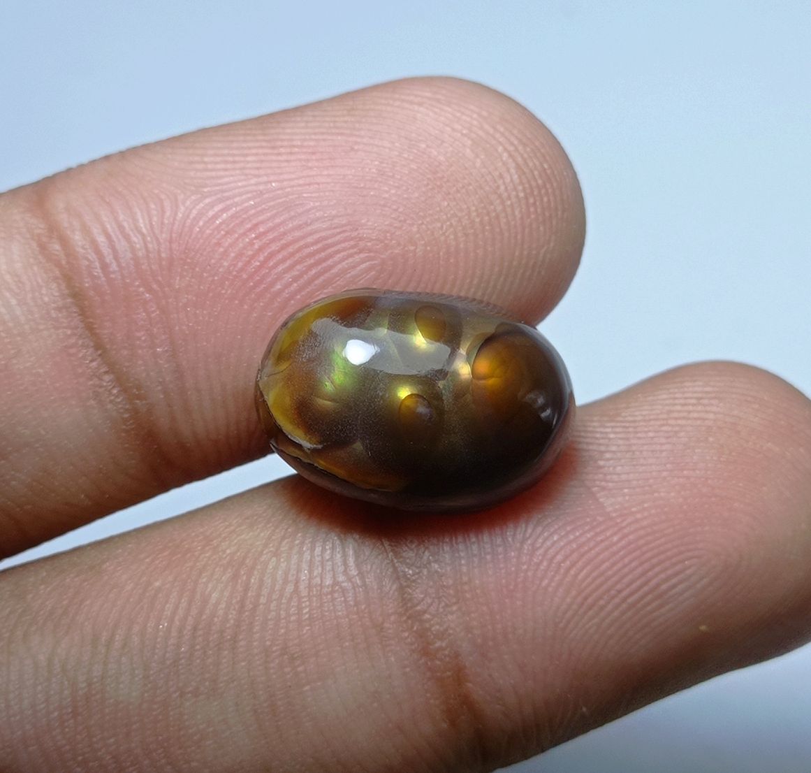 9.5ct Natural Oval Fire Agate Cabochon , Rare Mexican Fire Agate, Dimensions 17x11x6mm