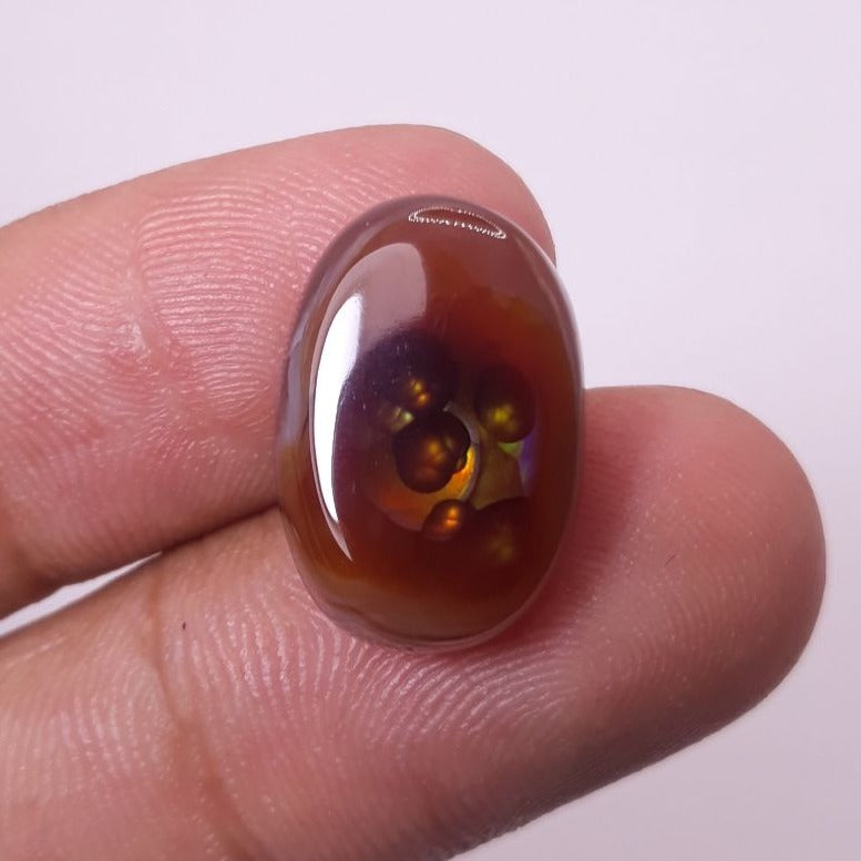 17.5ct Mexican Fire Agate suitable for Ring, Rare Fire Agate - Dimensions 21x14mm