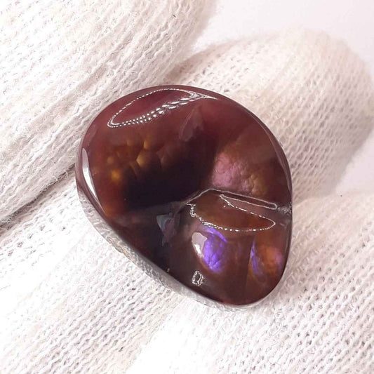 17ct Unique Purple Mexican Fire Agate,  Rare Fire Agate, Fire Agate cabochon - Rare Gemstone than Diamonds, Dimensions 20 x 15.5 mm