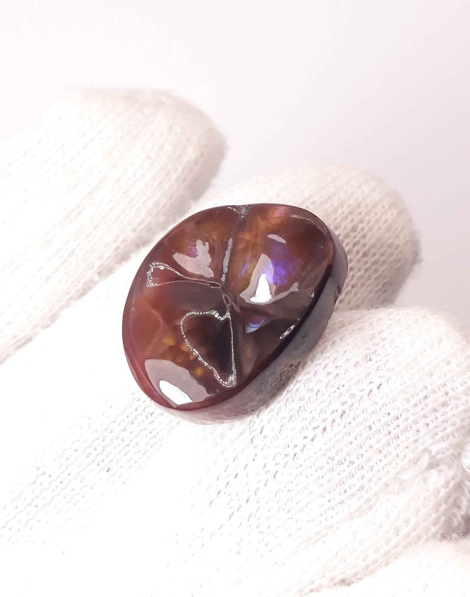 17ct Unique Purple Mexican Fire Agate,  Rare Fire Agate, Fire Agate cabochon - Rare Gemstone than Diamonds, Dimensions 20 x 15.5 mm