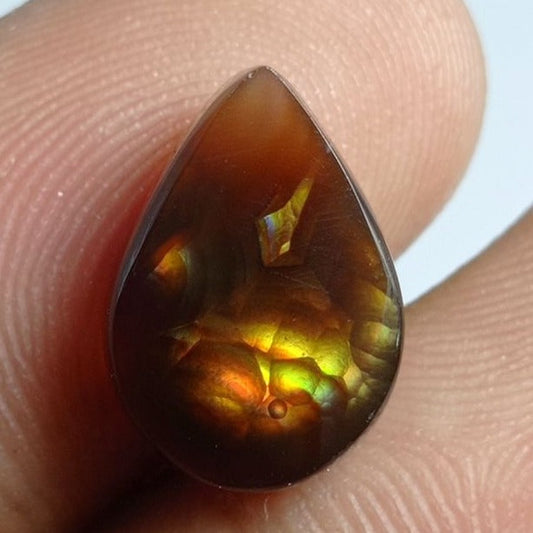 7.2ct Pear-Shaped Rare Fire Agate, Aatshi Aqeeq, Dimensions 14x10x6mm