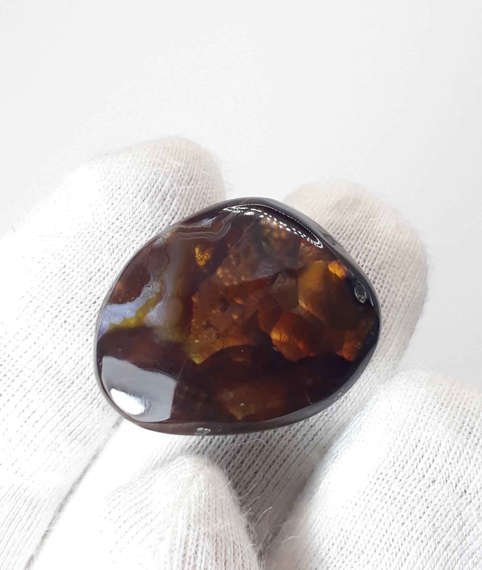 27ct Mexican Fire Agate,  Rare Fire Agate, Suitable for Pendant - Perfect gemstone Gift for Gem Lover, Dimensions 23 x 18 mm