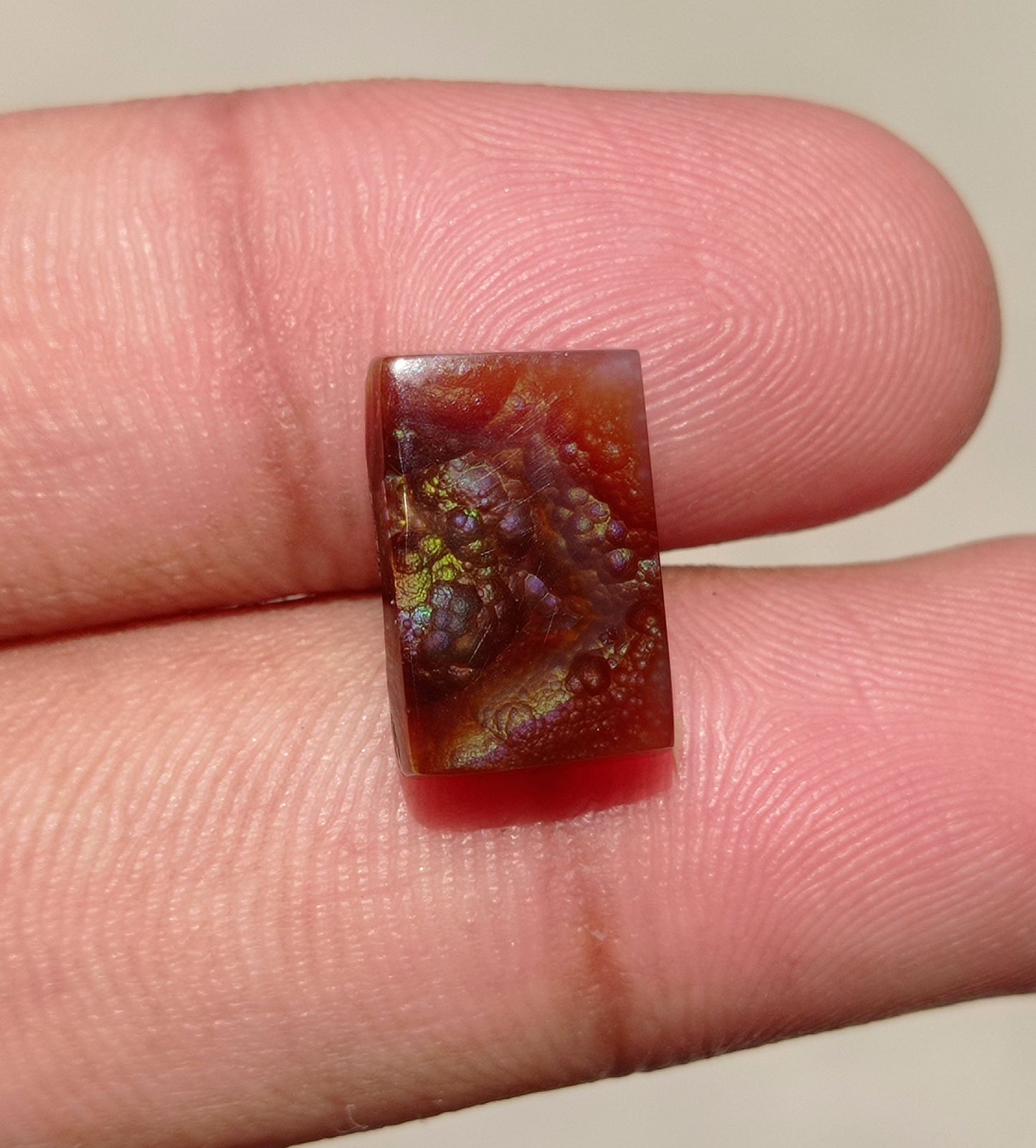 7.35ct Colorful Bubbly Mexican Fire Agate, Rectangular Shape Fire Agate , Perfect gemstone Gift, Rare Gemstone than Diamonds, Dimensions 14x9x4mm