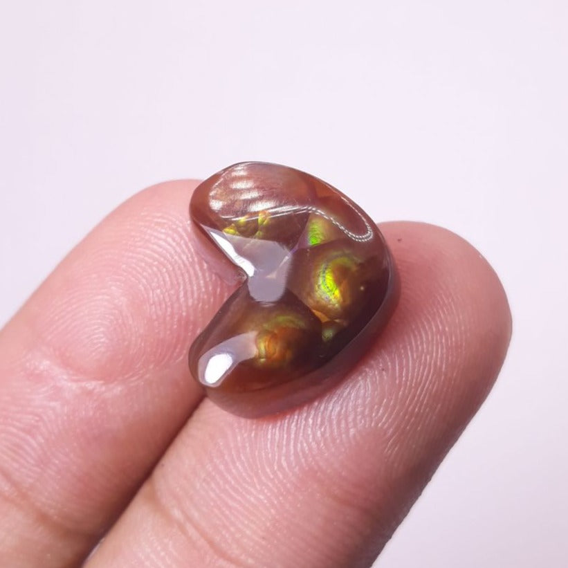 12ct Heart-shaped Rare Fire Agate Cabochon,  Dimensions 17x14mm