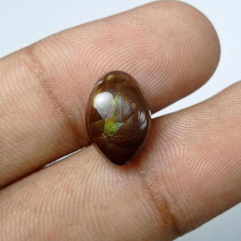 6.4ct Natural Mexican Fire Agate - Agata De Feugo - Dimensions 14x9x5.5mm