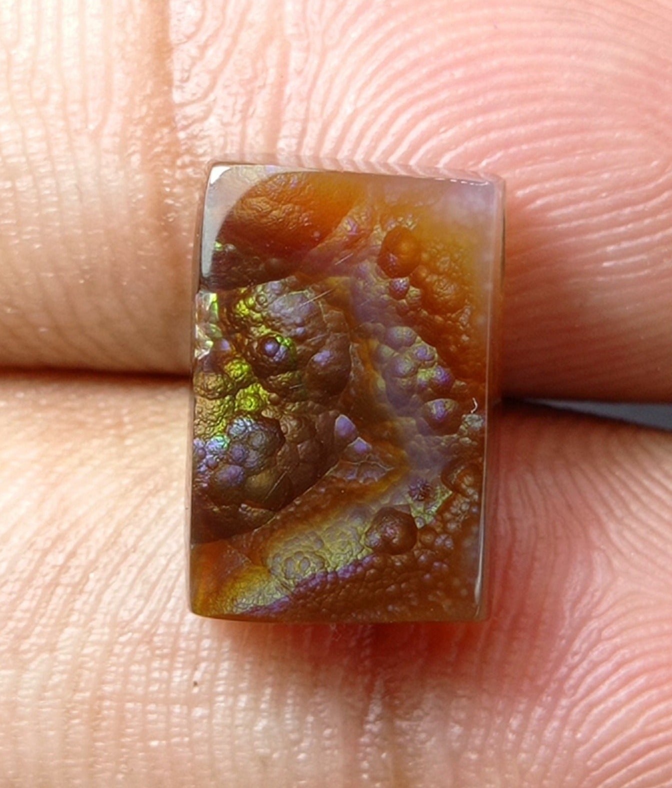 7.35ct Colorful Bubbly Mexican Fire Agate, Rectangular Shape Fire Agate , Perfect gemstone Gift, Rare Gemstone than Diamonds, Dimensions 14x9x4mm