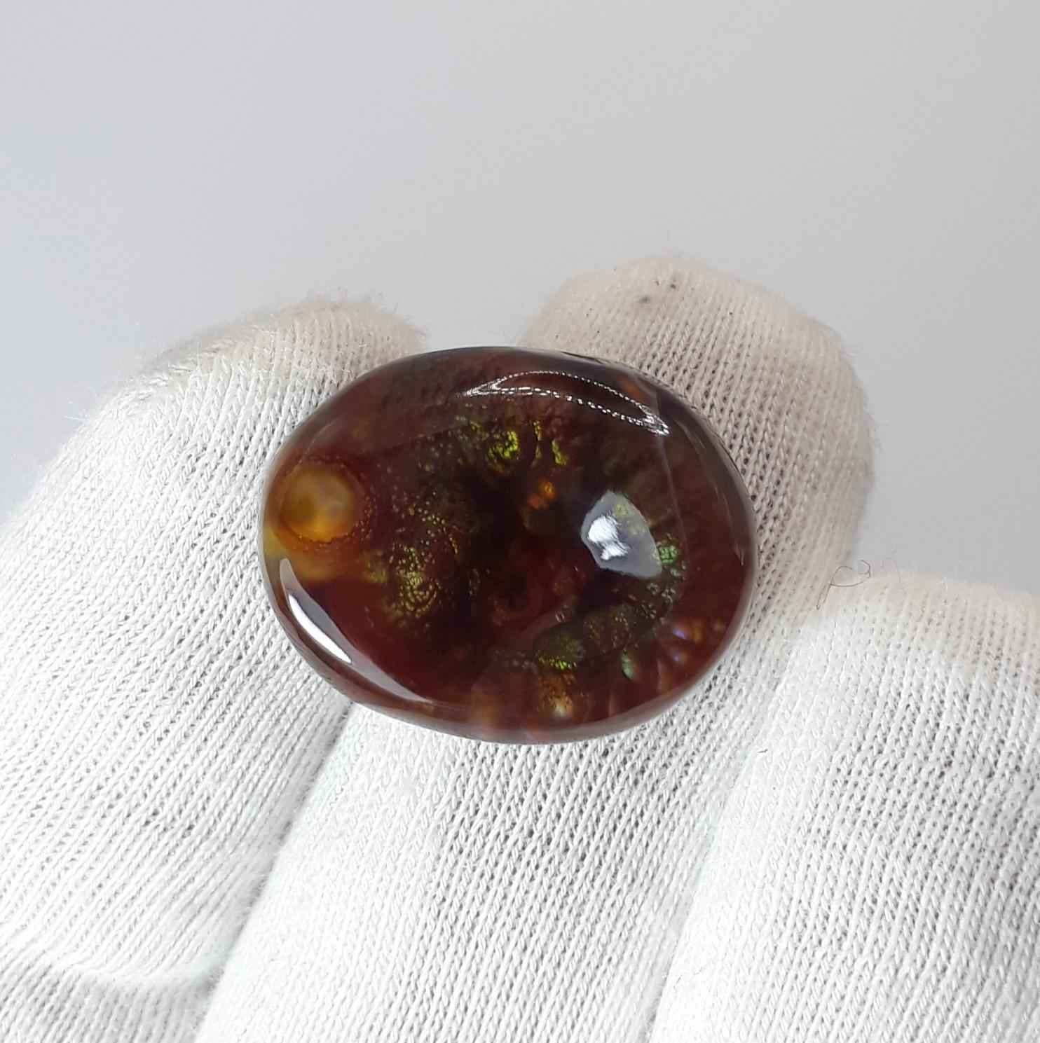 16.5ct Mexican Fire Agate,  Rare Fire Agate, Fire Agate Oval cabochon - Suitable for Ring and Pendant, Perfect gemstone Gift , Dimensions- 20  x 15.7 mm