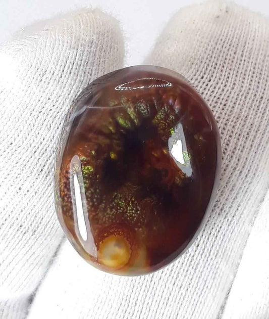 16.5ct Mexican Fire Agate, Rare Fire Agate, Fire Agate Oval cabochon - Suitable for Ring and Pendant, Perfect gemstone Gift , Dimensions- 20 x 15.7 mm