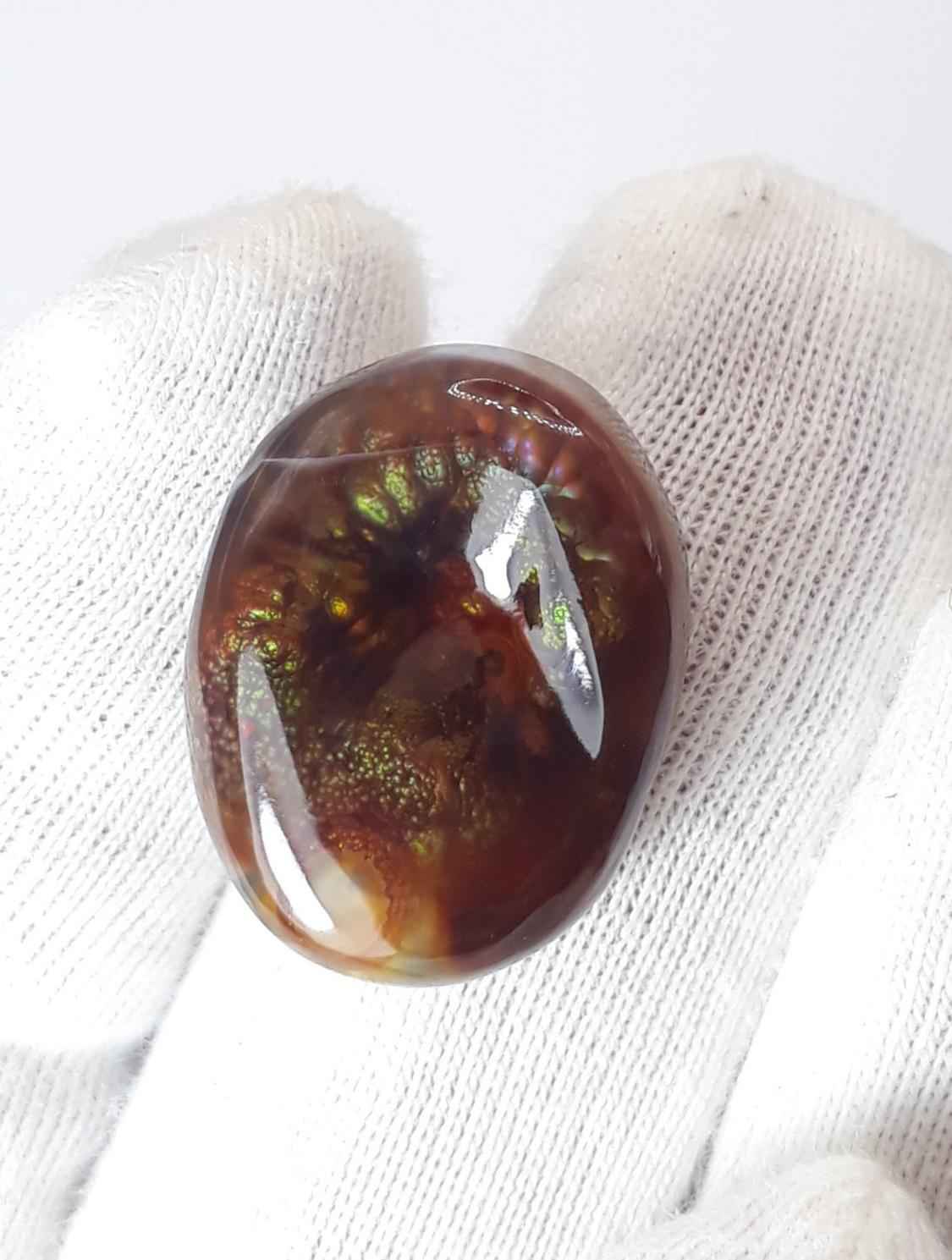 16.5ct Mexican Fire Agate,  Rare Fire Agate, Fire Agate Oval cabochon - Suitable for Ring and Pendant, Perfect gemstone Gift , Dimensions- 20  x 15.7 mm