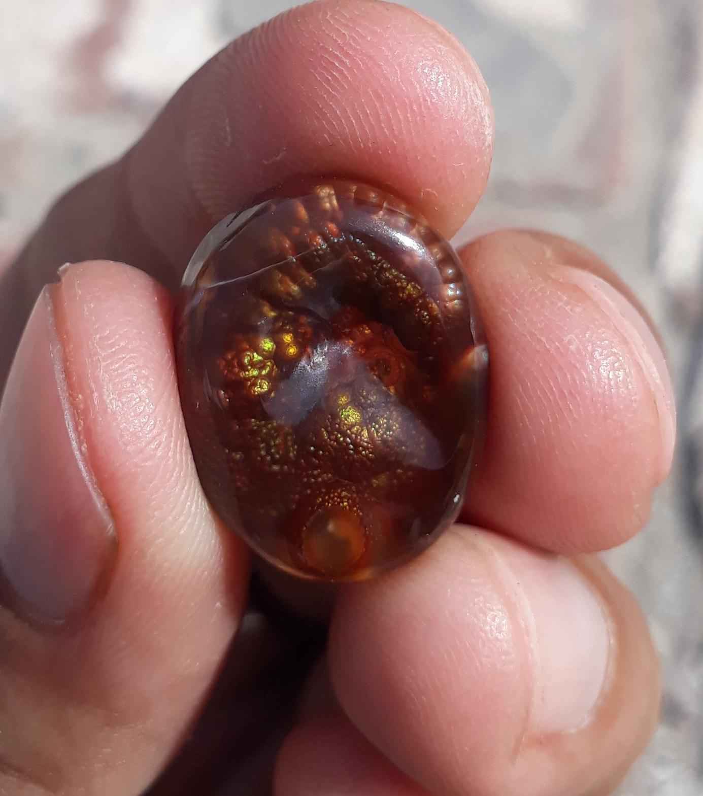16.5ct Mexican Fire Agate,  Rare Fire Agate, Fire Agate Oval cabochon - Suitable for Ring and Pendant, Perfect gemstone Gift , Dimensions- 20  x 15.7 mm