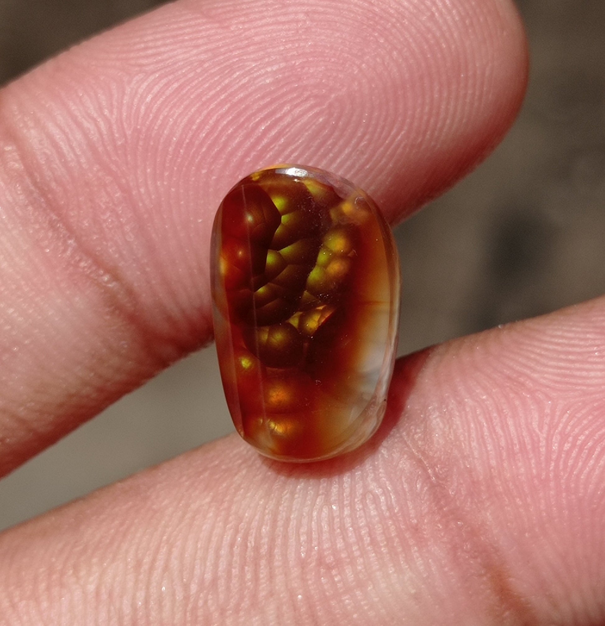 6.3 Mexican Fire Agate,  Rare Fire Agate, Bubbly Cabochon Fire Agate, Rare Gemstone than Diamonds, Dimensions 16x10x6mm