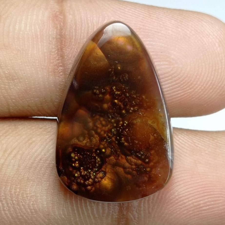 22.8ct Pear-Shaped Fire Agate Cabochon , Dimensions 26x17x6mm