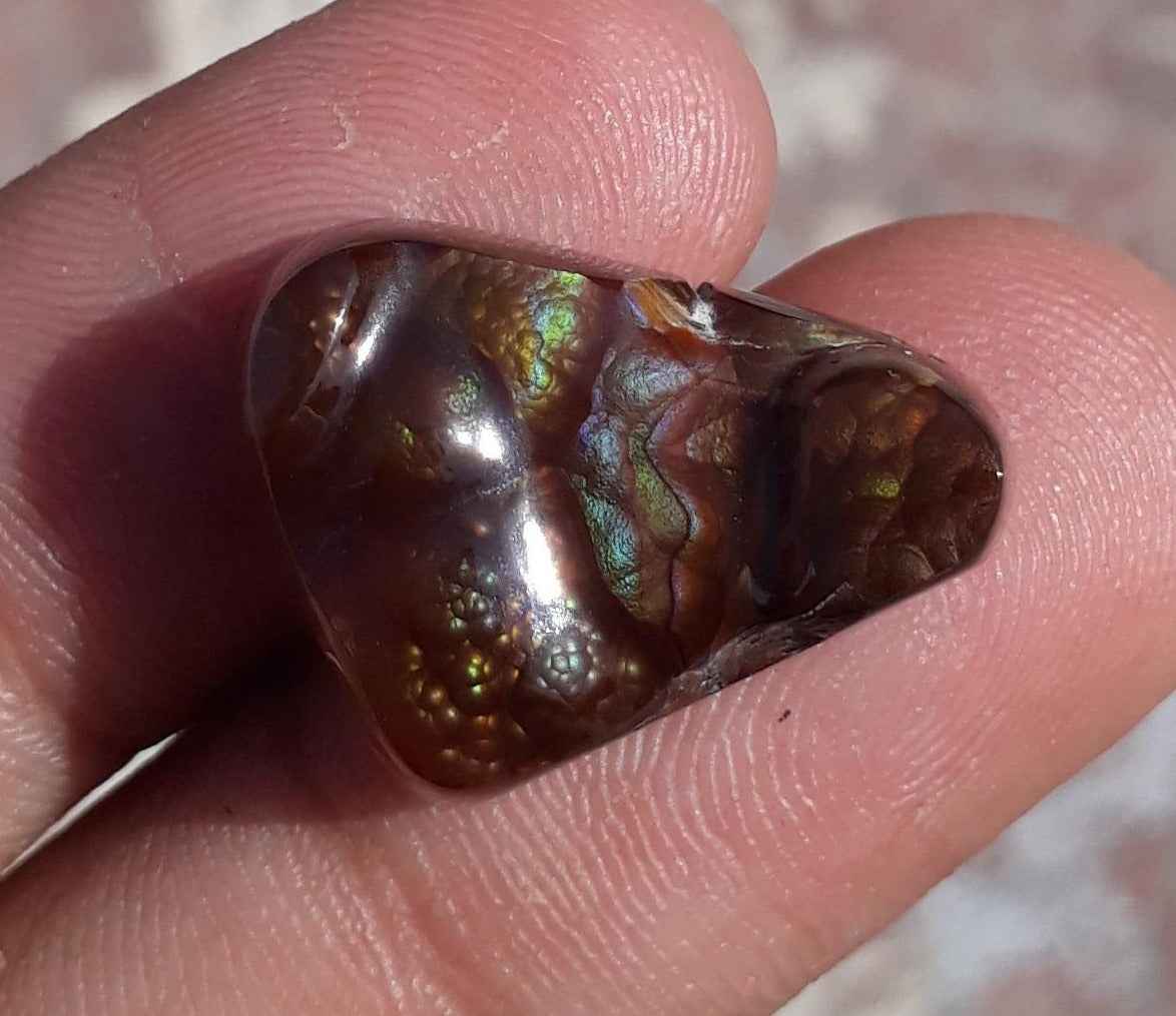 19.2ct Multi Color Curved Fire Agate, Rare Fire Agate - Perfect gemstone Gift, Rare Gemstone than Diamonds, Dimensions 22 x 16.5 mm