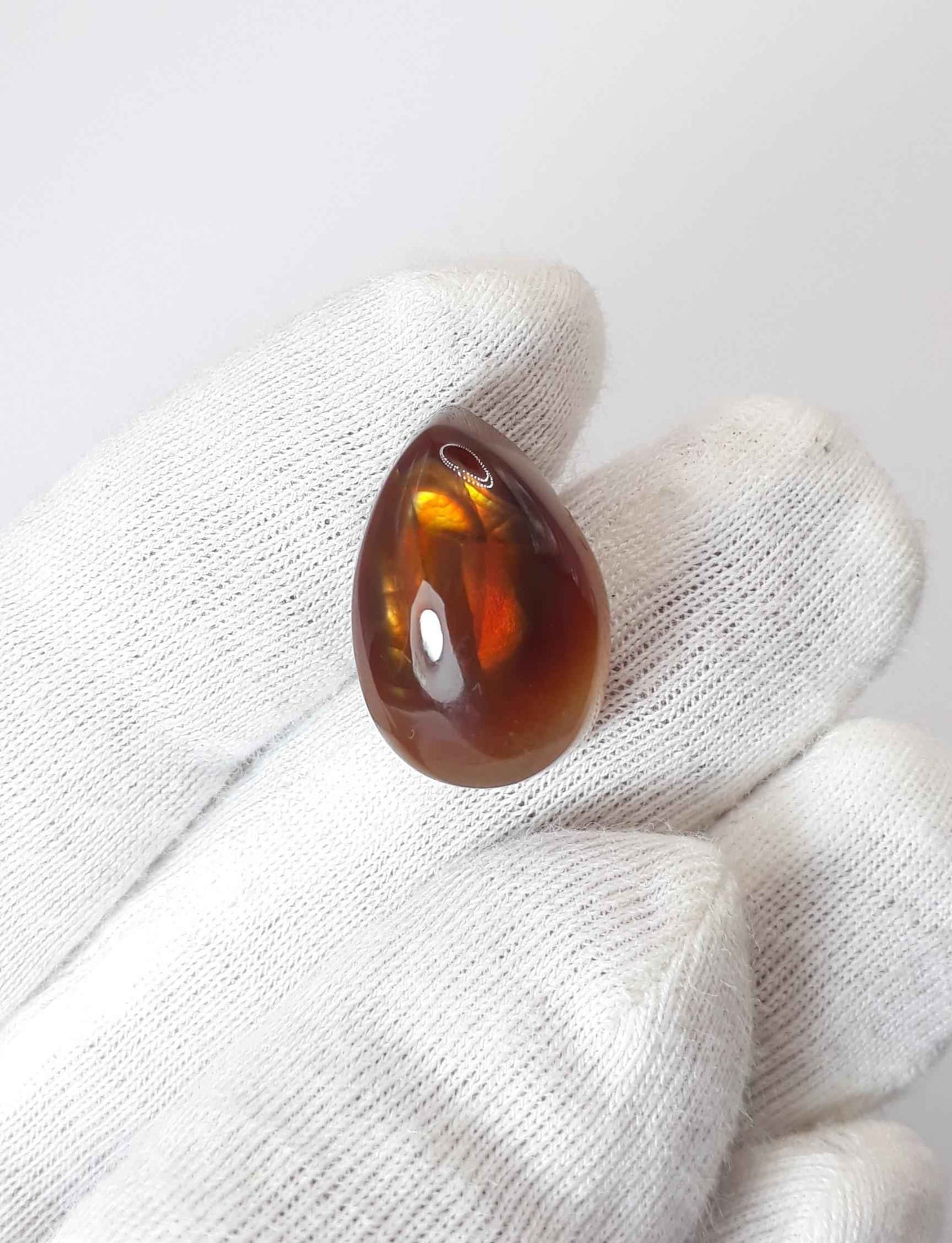 15.5ct Mexican Fire Agate, Rare Fire Agate, Pear Cabochon Fire Agate for Ring and Pendant - Perfect gemstone Gift, Dimensions  - 18 x 12 mm