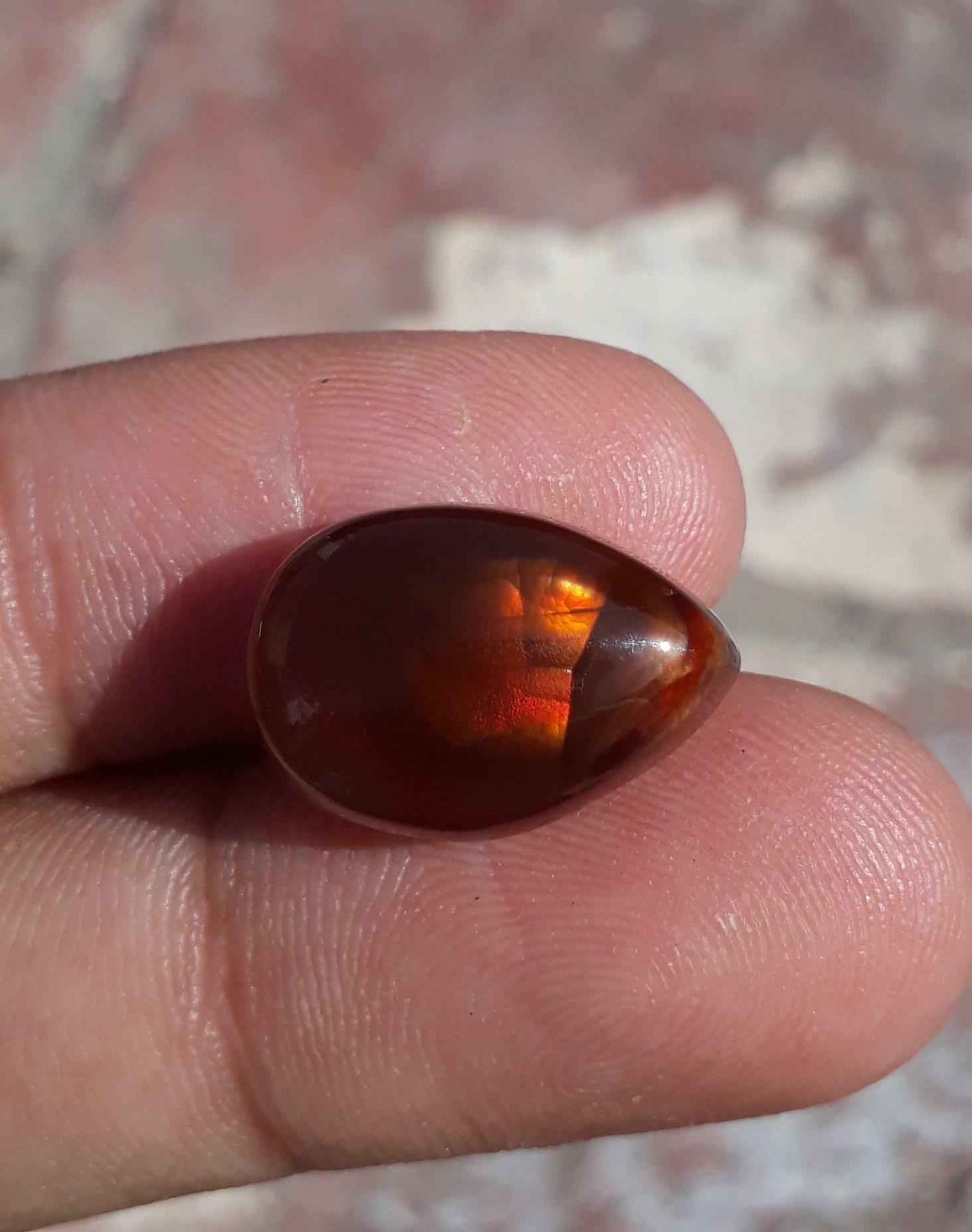 15.5ct Mexican Fire Agate, Rare Fire Agate, Pear Cabochon Fire Agate for Ring and Pendant - Perfect gemstone Gift, Dimensions  - 18 x 12 mm