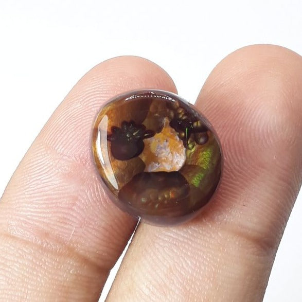 15.6ct Rare Fire Agate Cab, Aatshi Aqeeq Dimensions 17x15mm