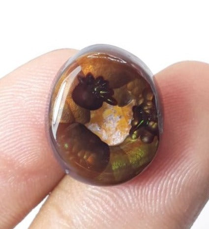 15.6ct Rare Fire Agate Cab, Aatshi Aqeeq Dimensions 17x15mm