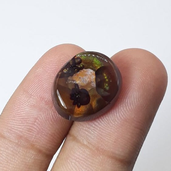 15.6ct Rare Fire Agate Cab, Aatshi Aqeeq Dimensions 17x15mm