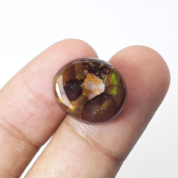 15.6ct Rare Fire Agate Cab, Aatshi Aqeeq Dimensions 17x15mm