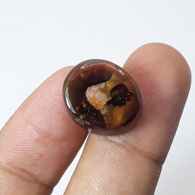 15.6ct Rare Fire Agate Cab, Aatshi Aqeeq Dimensions 17x15mm