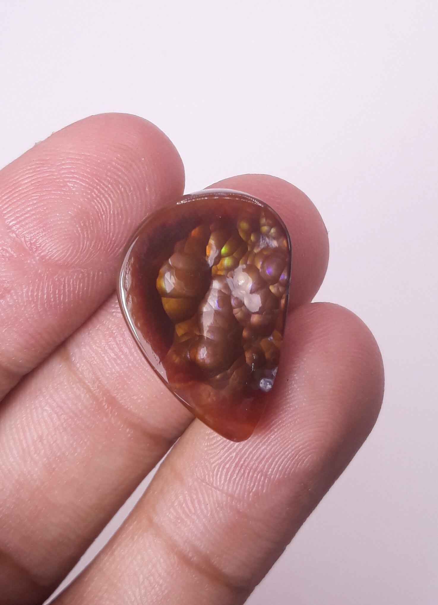 18.5ct Multi Colored Mexican Fire Agate,  Rare Fire Agate, Pear Shape Fire Agate - Perfect gemstone Gift, Dimensions 24.2 x 17.2 mm
