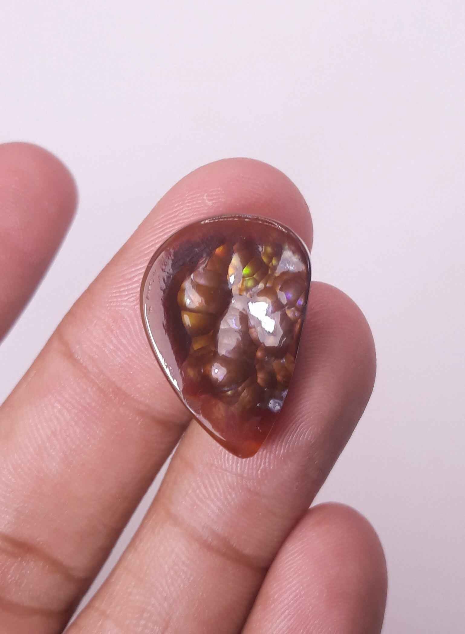 18.5ct Multi Colored Mexican Fire Agate,  Rare Fire Agate, Pear Shape Fire Agate - Perfect gemstone Gift, Dimensions 24.2 x 17.2 mm