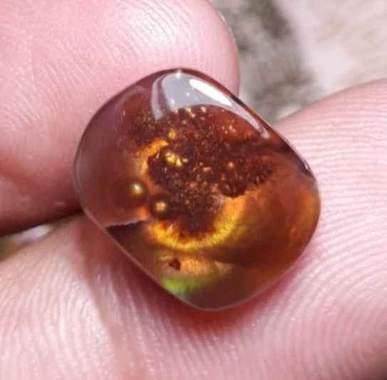 8.2ct Mexican Unique Fire Agate, Fire Agate Cabochon - Perfect Gemstone Gift For All, Flowery Fire Agate, Dimensions 14x11mm