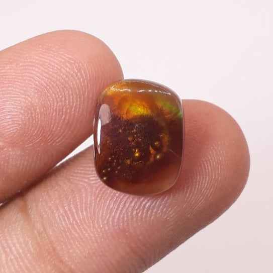 8.2ct Mexican Unique Fire Agate, Fire Agate Cabochon - Perfect Gemstone Gift For All, Flowery Fire Agate, Dimensions 14x11mm
