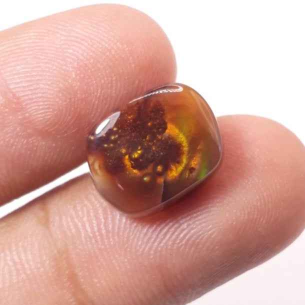 8.2ct Mexican Unique Fire Agate, Fire Agate Cabochon - Perfect Gemstone Gift For All, Flowery Fire Agate, Dimensions 14x11mm
