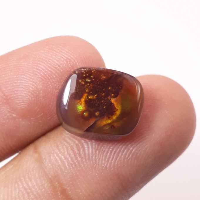 8.2ct Mexican Unique Fire Agate, Fire Agate Cabochon - Perfect Gemstone Gift For All, Flowery Fire Agate, Dimensions 14x11mm
