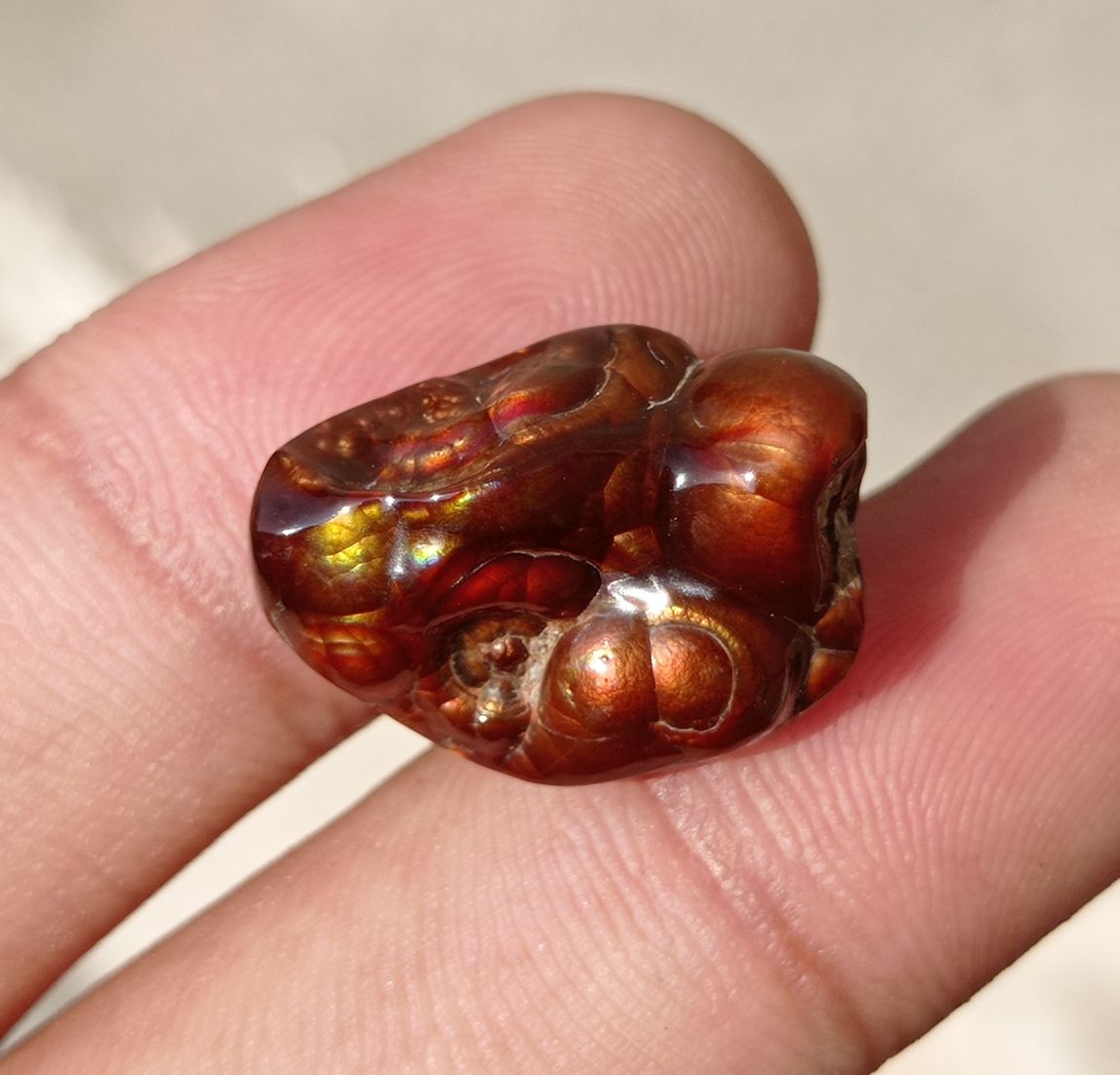 17.8ct Carved Fire Agate, Rare Fire Agate, Aatshi Aqeeq, Suitable For Pendant - Dimensions 20x15x10mm