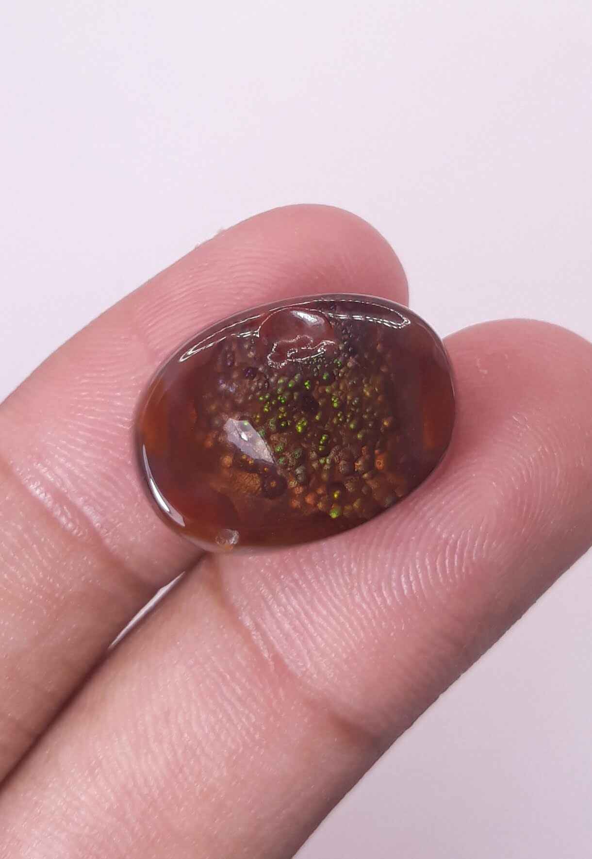 21.5ct Colorful Bubbly Fire Agate,  Rare Fire Agate - Perfect gemstone Gift, Rare Gemstone than Diamonds, Dimensions 21 x 16 mm