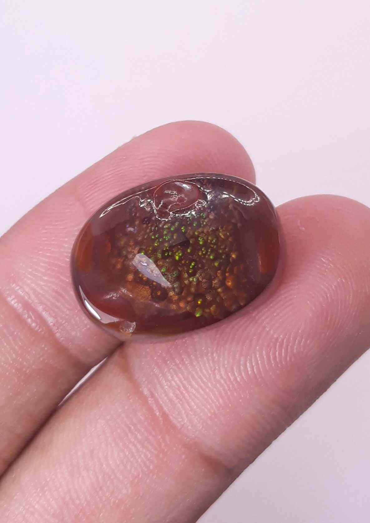 21.5ct Colorful Bubbly Fire Agate,  Rare Fire Agate - Perfect gemstone Gift, Rare Gemstone than Diamonds, Dimensions 21 x 16 mm