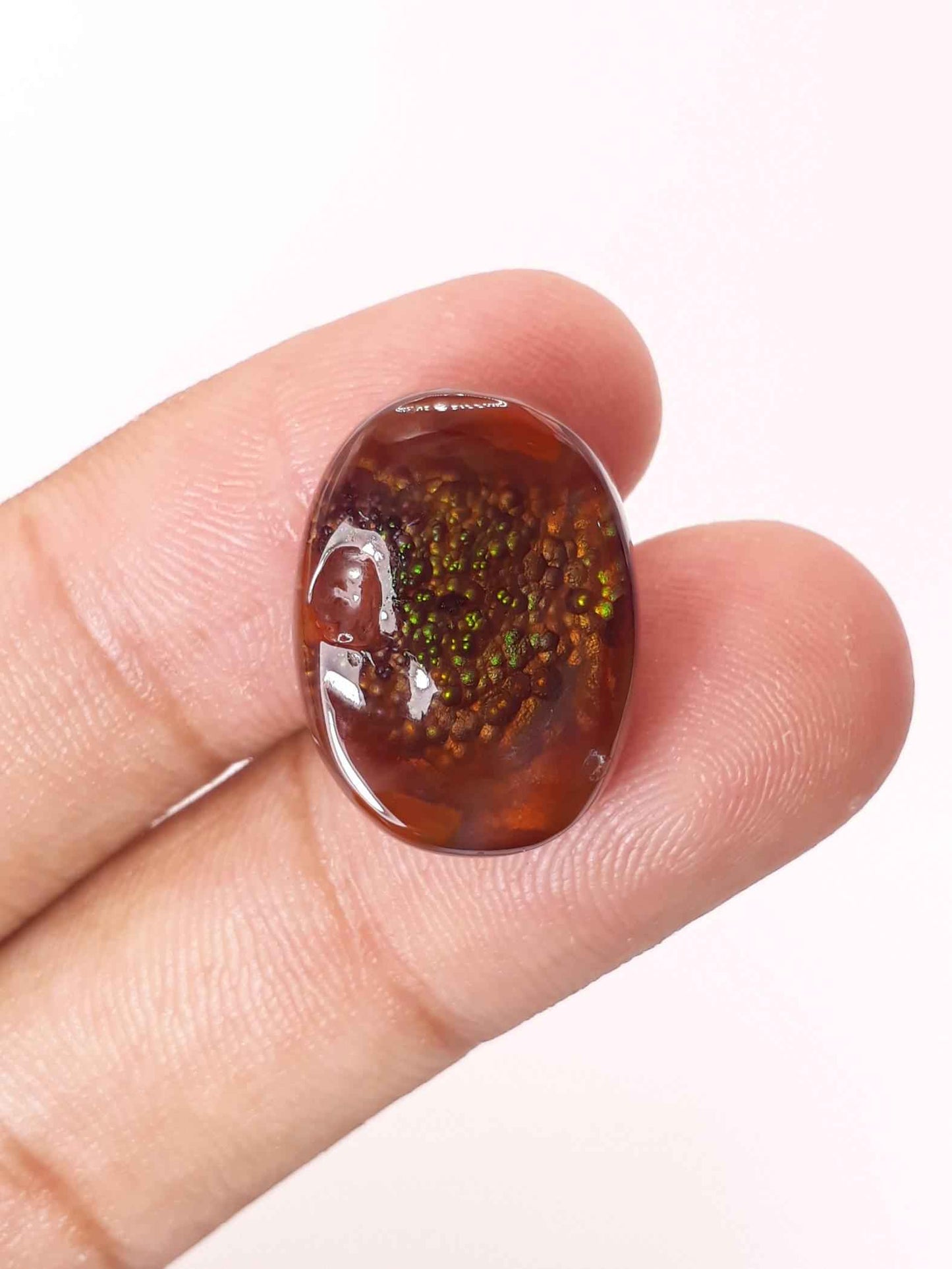 21.5ct Colorful Bubbly Fire Agate,  Rare Fire Agate - Perfect gemstone Gift, Rare Gemstone than Diamonds, Dimensions 21 x 16 mm