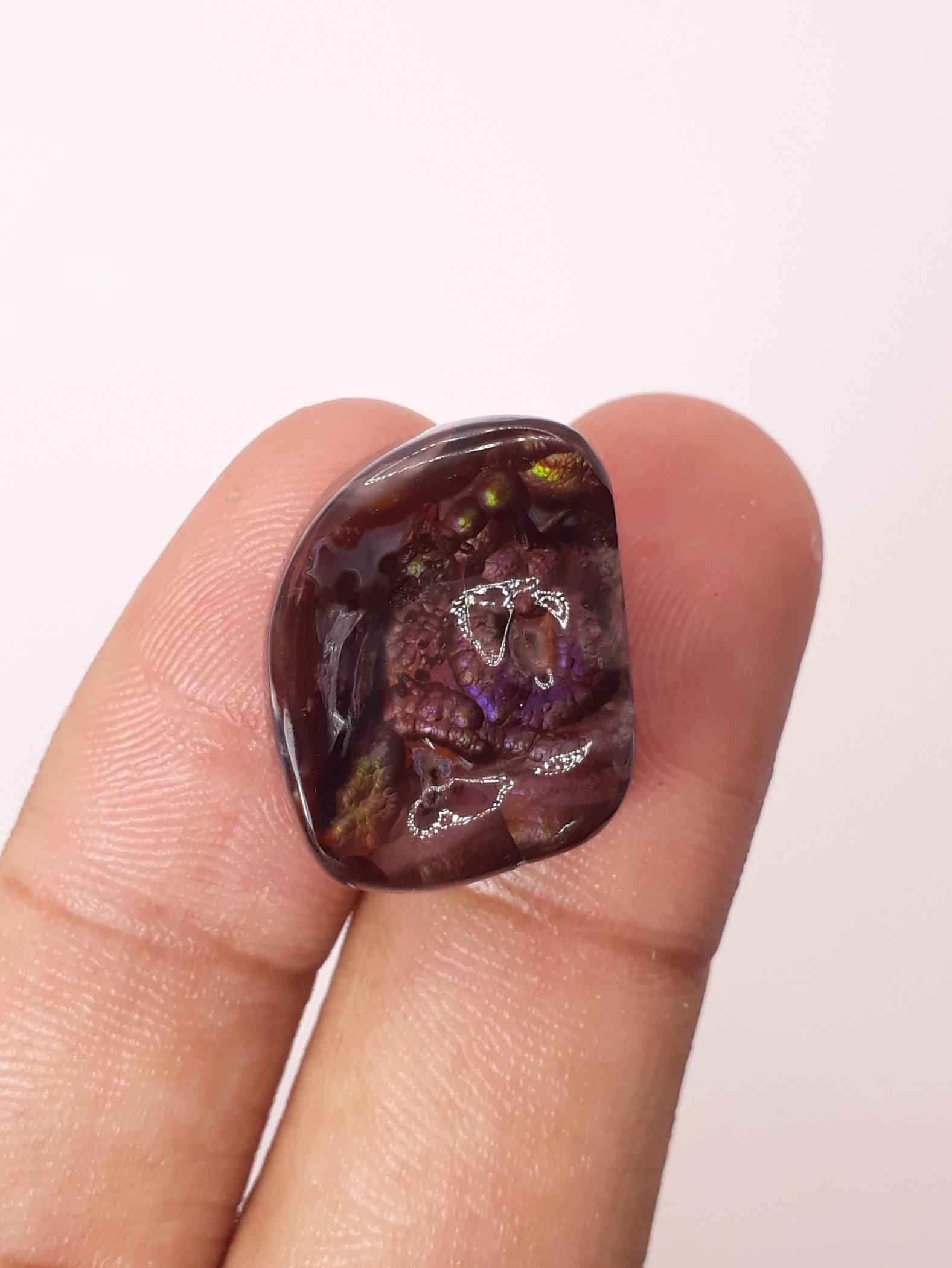 23.8ct Purple Fire Agate,  Rare Fire Agate - Polished Fire Agate, Dimensions 23 x 17 mm
