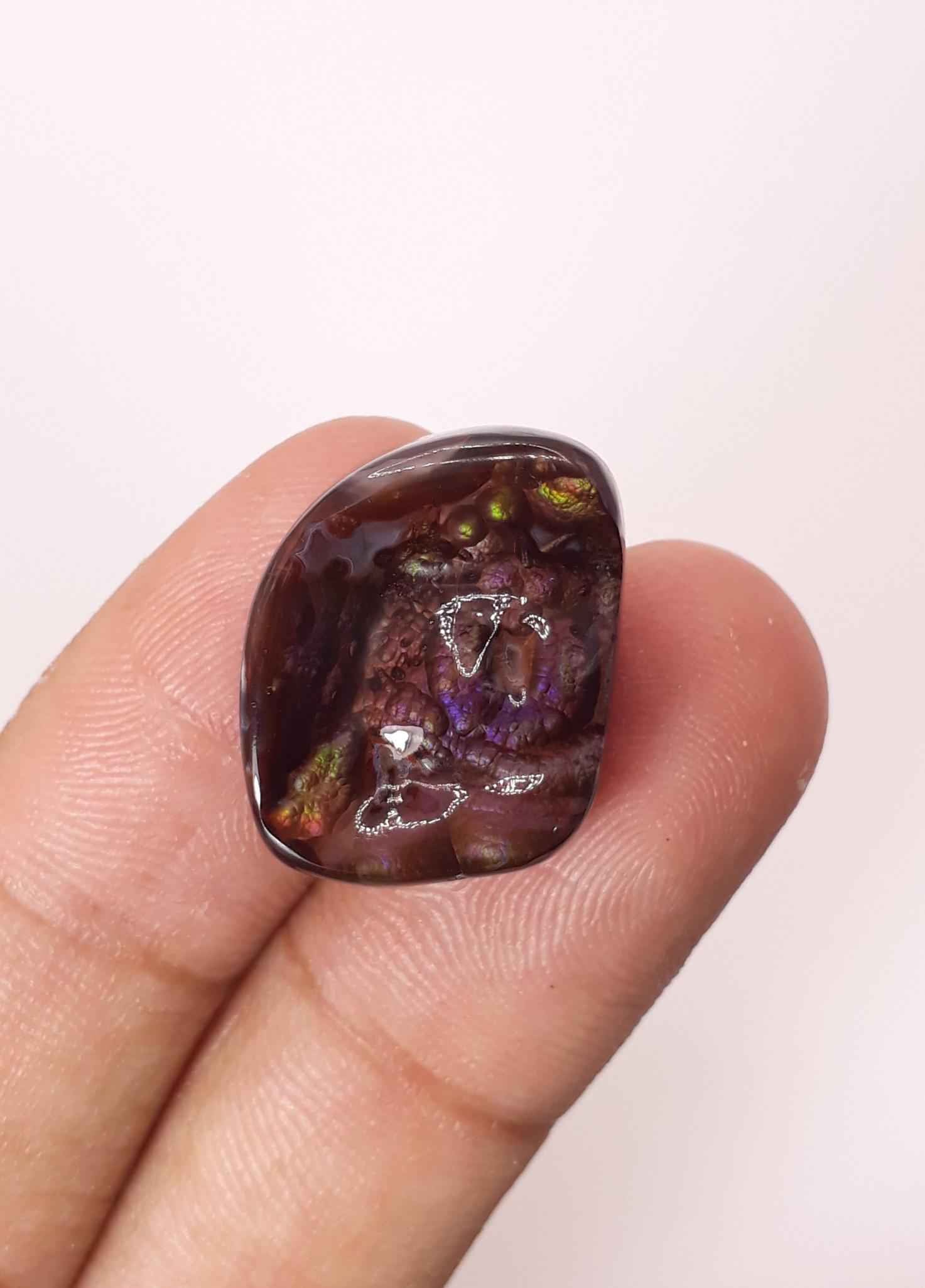 23.8ct Purple Fire Agate,  Rare Fire Agate - Polished Fire Agate, Dimensions 23 x 17 mm